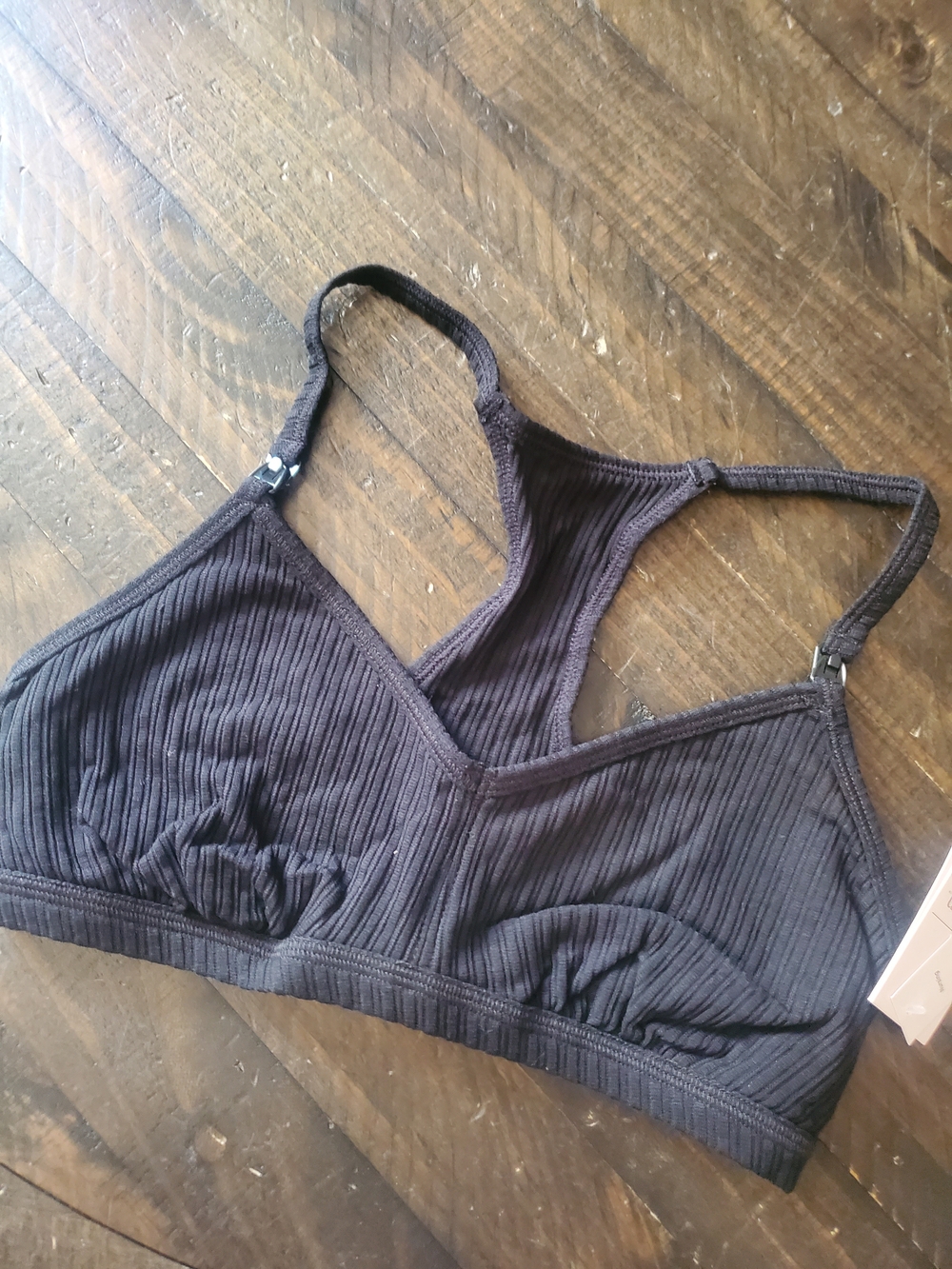 Auden Ribbed Wireless Nursing Bralette - Black